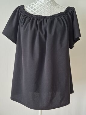 Simply Be Black Off-Shoulder Smocked Neck Top